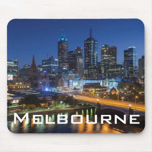 Australien, Victoria, Melbourne, Skyline mit Mousepad (Vorne)