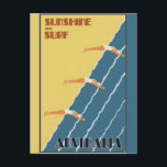 Australien Vintag Retro Beach Travel Poster Postkarte<br><div class="desc">Jeder würde Liebe haben,  dieses Vintage australische Reiseplakat mit einer Retro-Illustration von Schwimmern an einem Strand in Australien zu erhalten!</div>