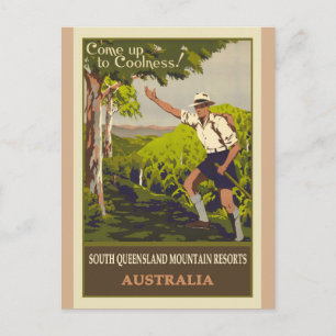 Australien Vintage Berg Reiseplakat Postkarte