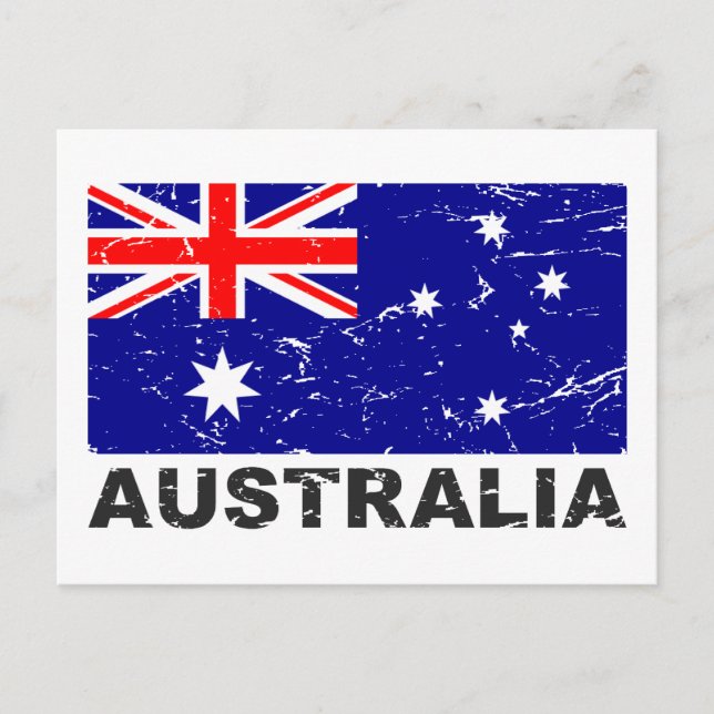 Australien - Vintage Flagge Postkarte (Vorderseite)