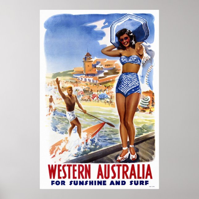 Australien Vintage Travel Poster wiederhergestellt (Vorne)