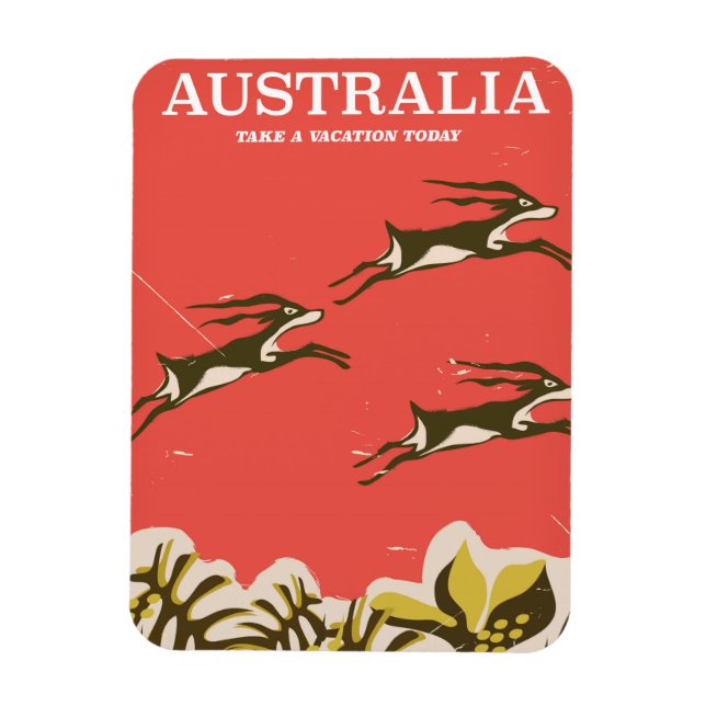 Australien Vintager Urlaubstext Magnet (Vertikal)