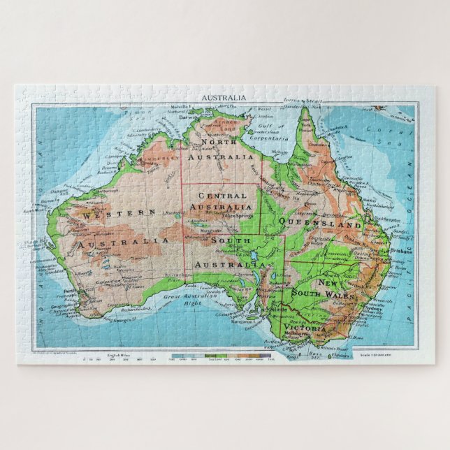 Australien von Alt. Eine restaurierte Karte. (Horizontal)