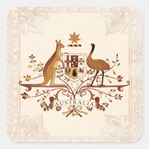 Australien Wappen Braun Tönung Quadratischer Aufkleber