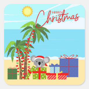 Australien Weihnachten Quadratischer Aufkleber