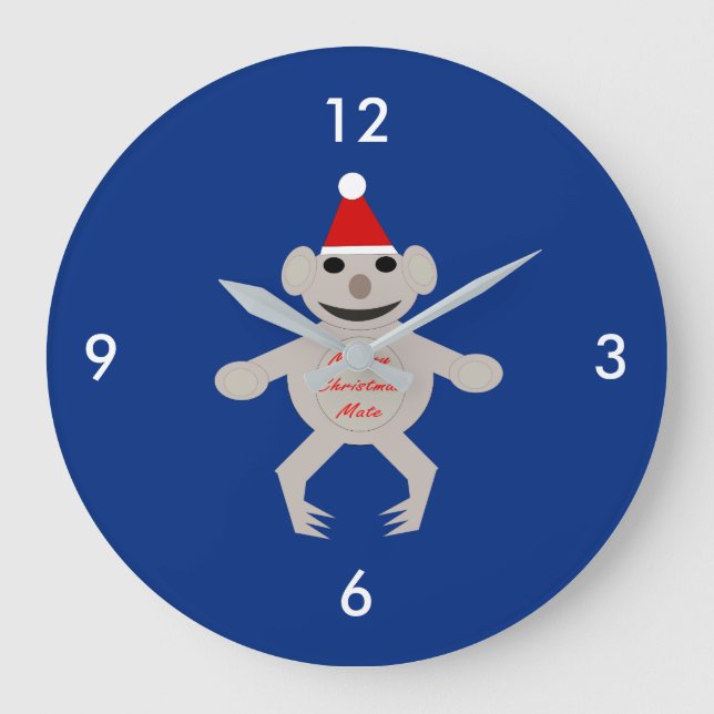 Australien Weihnachts-Koala-Bären-Uhr Große Wanduhr (Vorderseite)