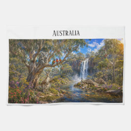 Australien-Wildlife- & Wasserfall-Panorama-Keramik Geschirrtuch