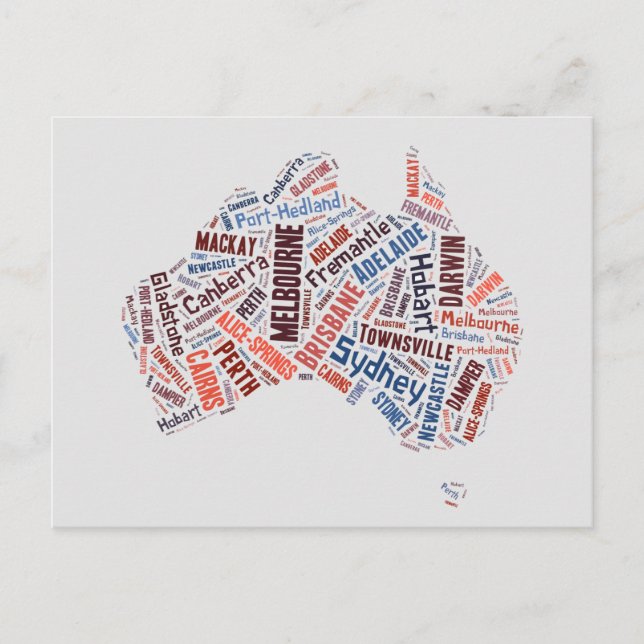 Australien Word Art Postkarte (Vorderseite)