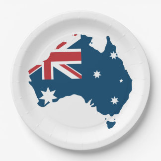 Australienflagge und -karte pappteller
