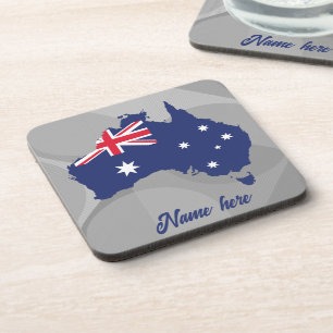 AUSTRALIENKARTE UND FLACHBLAU GETRÄNKEUNTERSETZER