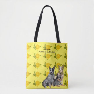 Australier Cattledog und gelbe Rosen Tasche