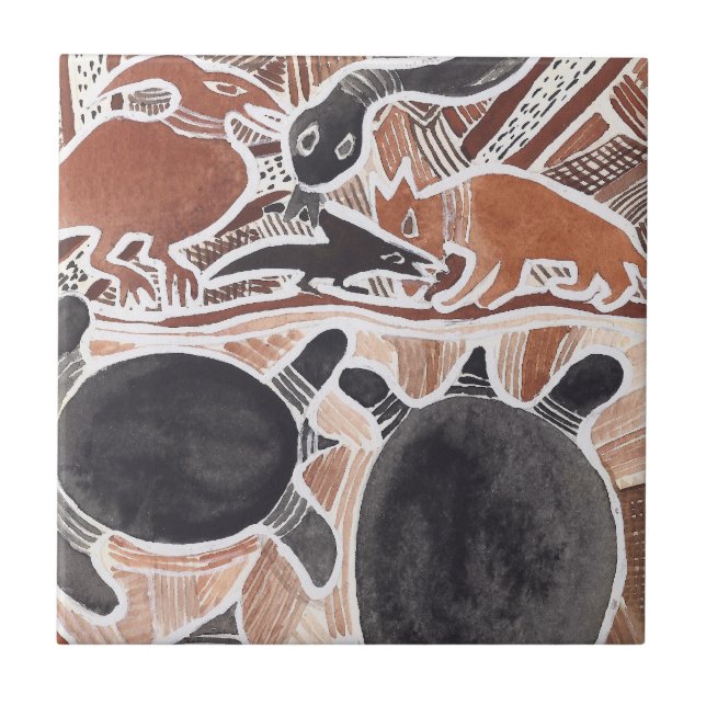 Australier träumt Tier-Schildkröte-Fisch-Fliese Fliese (Vorderseite)