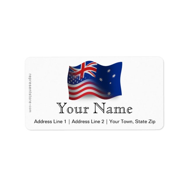 Australisch-Amerikanische Wave Flag Adressaufkleber (Vorne)