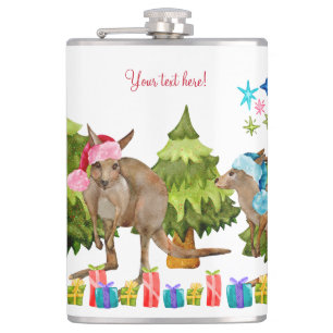 Australisch Niedlich Kangaroo Weihnachten Flachmann