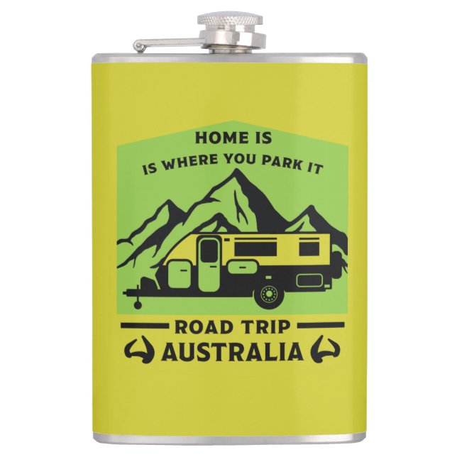 Australische Aussie Caravan Caravanning Summer Flachmann (Vorderseite)