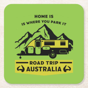 Australische Aussie Caravan Caravanning Summer Rechteckiger Pappuntersetzer