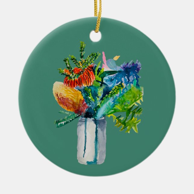 Australische Blume Aquarell Keramik Ornament (Vorne)