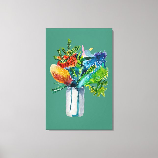 Australische Blume Aquarell Leinwanddruck (Vorderseite)