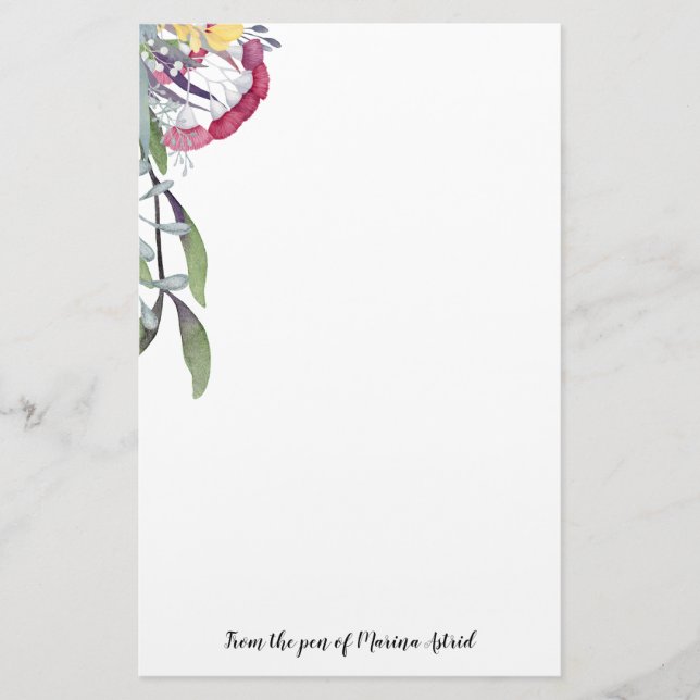 Australische Bouquet Floral Watercolor Briefpapier (Vorderseite)
