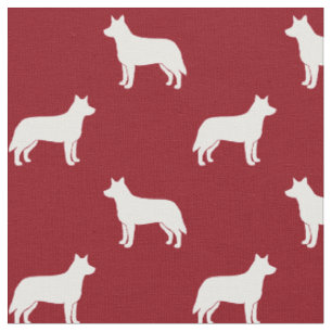 Australische Cattle Dog Silhouetten Rot und Weiß Stoff