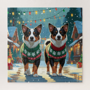 Australische Cattle Dogs Weihnachten Schnee Urlaub
