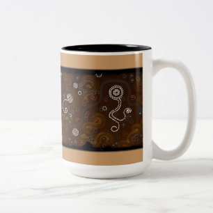 Australische eingeborene Art-Wüsten-Kunst Zweifarbige Tasse