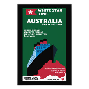 Australische Einwanderung Vintage-Kunst Fotodruck