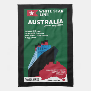 Australische Einwanderung Vintage-Kunst Geschirrtuch