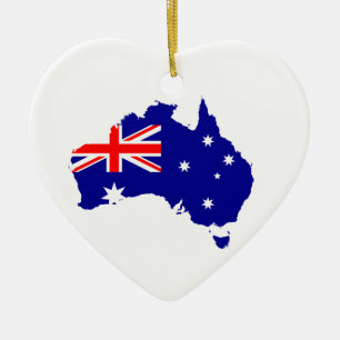 Australische Flag-Herz-Karte Keramik Ornament