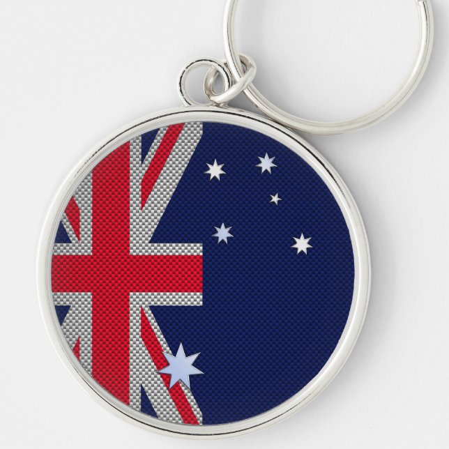 Australische Flagge Design Carbon Fiber Style Schlüsselanhänger (Vorne)