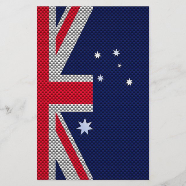 Australische Flagge Design Carbon Fibre Chrome Sty Briefpapier (Vorderseite)