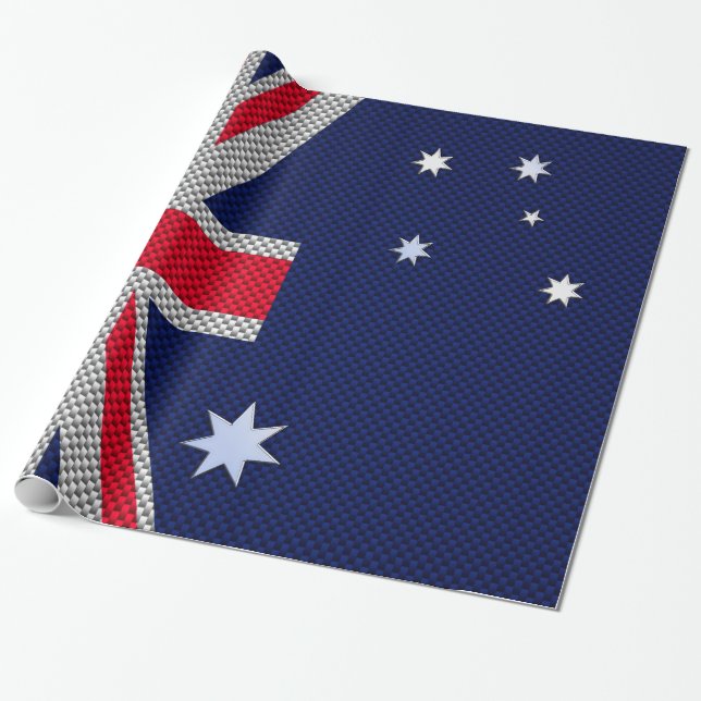 Australische Flagge Design Carbon Fibre Chrome Sty Geschenkpapier (Ungerollt)