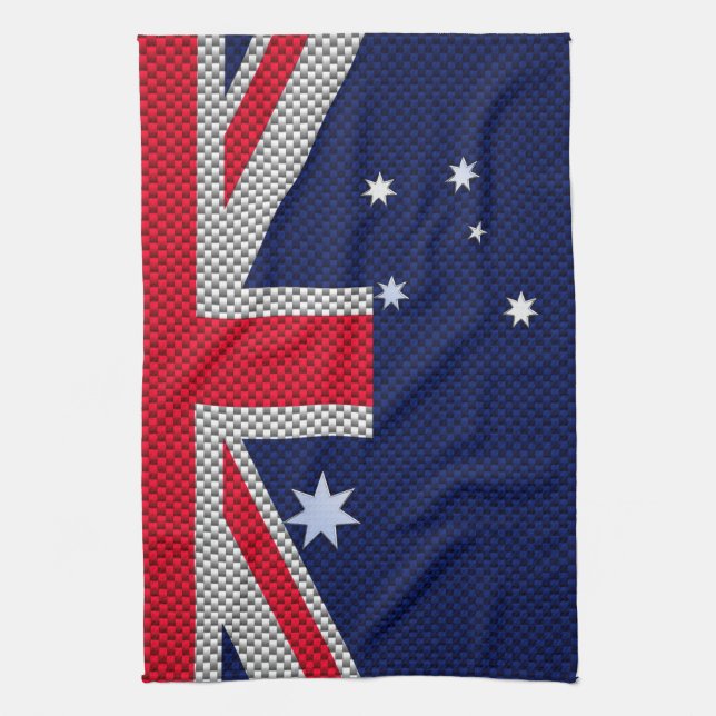 Australische Flagge Design Carbon Fibre Chrome Sty Handtuch (Vertikal)