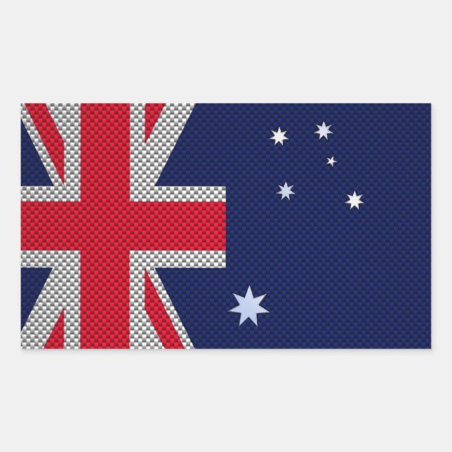 Australische Flagge Design Carbon Fibre Chrome Sty Rechteckiger Aufkleber (Vorderseite)