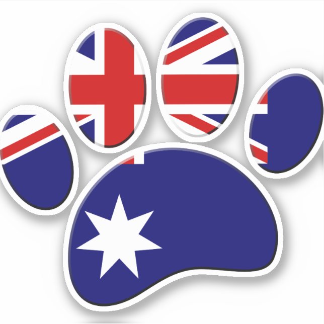 Australische Flagge Dog Paw Print Aufkleber (Vorderseite)