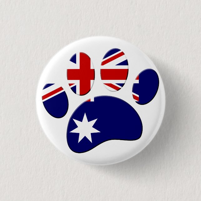 Australische Flagge Dog Paw Print Button (Vorderseite)