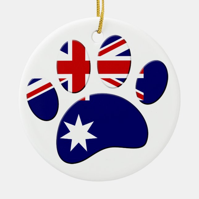 Australische Flagge Dog Paw Print Keramik Ornament (Vorne)
