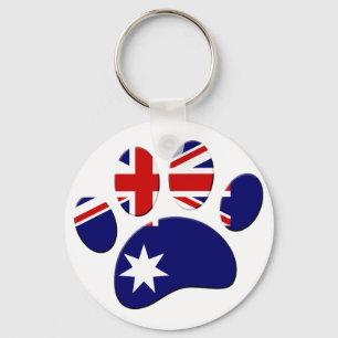 Australische Flagge Dog Paw Print Schlüsselanhänger