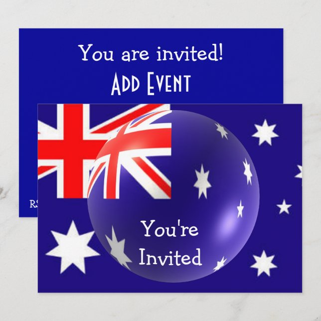 australische Flagge Einladung (Vorne/Hinten)