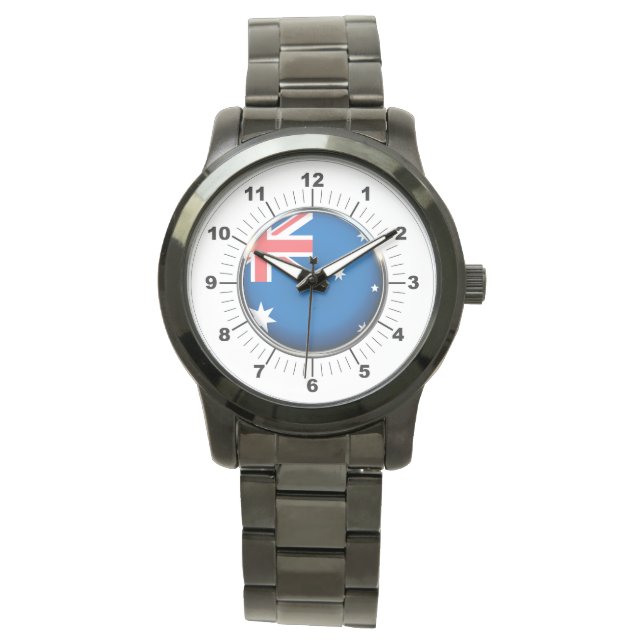 Australische Flagge für Frauen Oversized Black Wat Armbanduhr (Vorderseite)