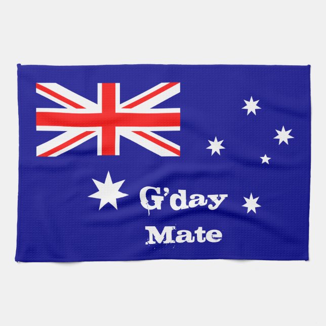 Australische Flagge & G'day Mate Party, Sport /Aus Geschirrtuch (Horizontal)