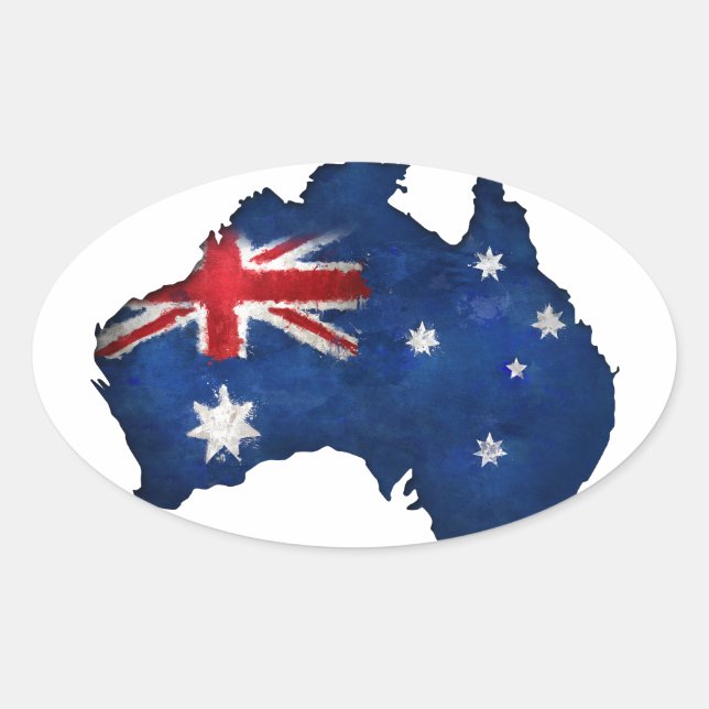 Australische Flagge Graffiti Ovaler Aufkleber (Vorderseite)