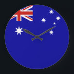 australische Flagge Große Wanduhr<br><div class="desc">Australia,  Australian,  aus den Ausen,  Aussie,  Auzzie,  Auz,  Auzie,  Flag,  Flags,  World,  Country,  Australian Flag,  Ozzie,  Blue,  Red,  White,  Patriotism,  Australasia</div>