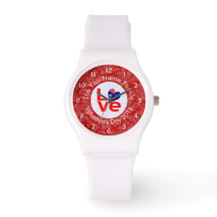 Australische Flagge Herz LIEBE Rot Personalisierte Armbanduhr
