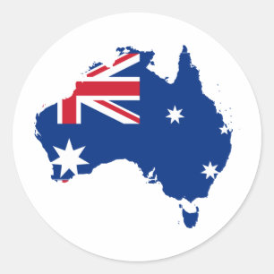 Australische Flagge in Form von Australien Runder Aufkleber