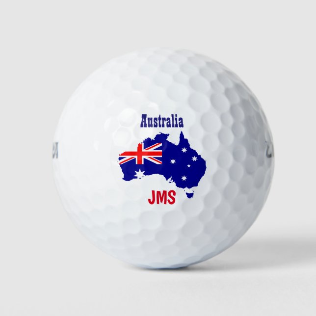 Australische Flagge Monogram Initials Golfball (Vorderseite)