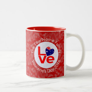 Australische Flagge Rot Buchstaben LOVE Flagge Per Zweifarbige Tasse