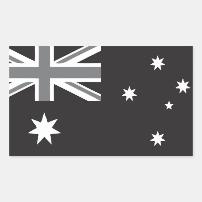 Australische Flagge Schwarz/Weiß Rechteckiger Aufkleber (Vorderseite)