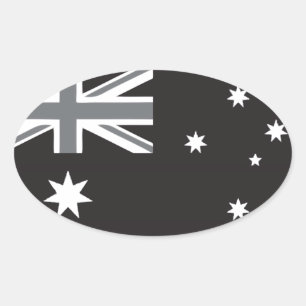 Australische Flagge Schwarzweiss Ovaler Aufkleber