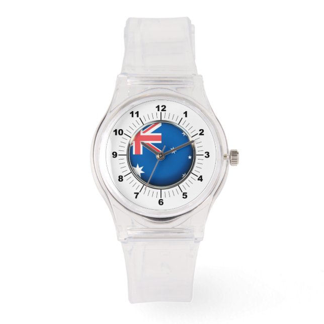 Australische Flagge Sporty Pink Silicon Watch Armbanduhr (Vorderseite)